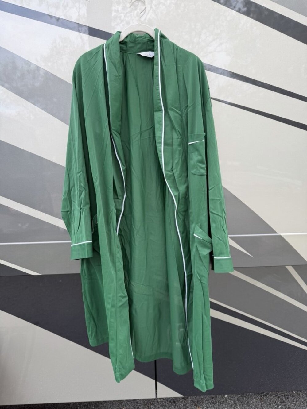 Vintage 70s JC Penney green sheer mens nylon beach Vegas open robe L indie